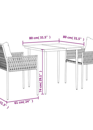 3-Delige Tuinset Met Kussens Poly Rattan En Staal