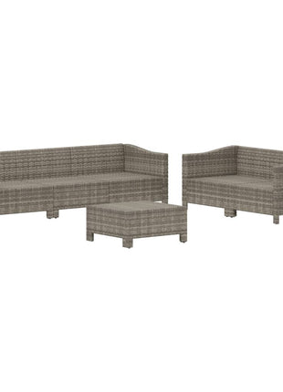 Loungeset Met Kussens Poly Rattan Grijs