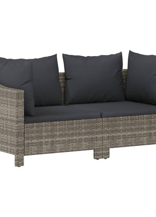 Loungeset Met Kussens Poly Rattan Grijs