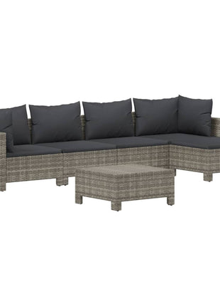 Loungeset Met Kussens Poly Rattan Grijs