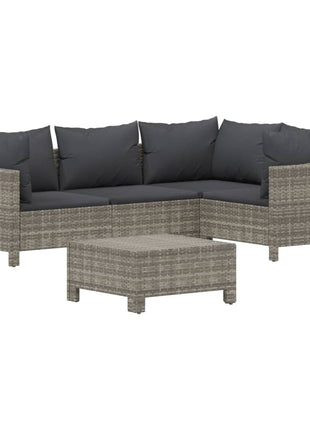 5-Delige Loungeset Met Kussens Poly Rattan Grijs