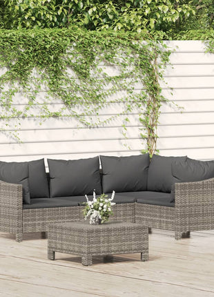 5-Delige Loungeset Met Kussens Poly Rattan Grijs