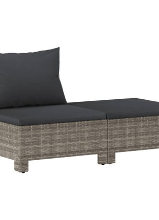 Loungeset Met Kussens Poly Rattan Grijs