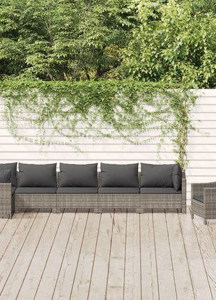 7-Delige Loungeset Met Kussens Poly Rattan Grijs