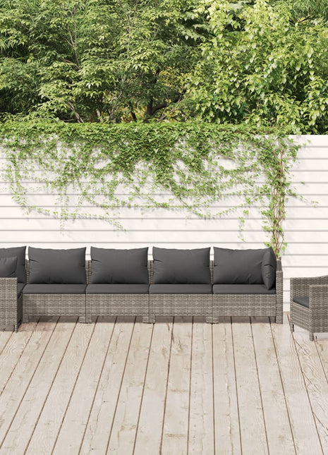7-Delige Loungeset Met Kussens Poly Rattan Grijs