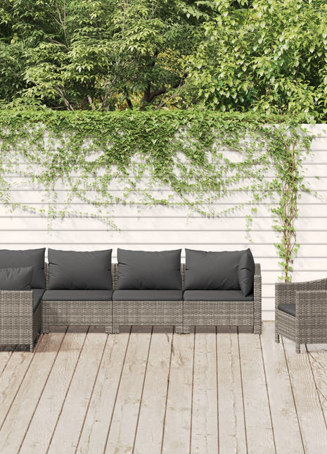 7-Delige Loungeset Met Kussens Poly Rattan Grijs