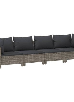 9-Delige Loungeset Met Kussens Poly Rattan Grijs