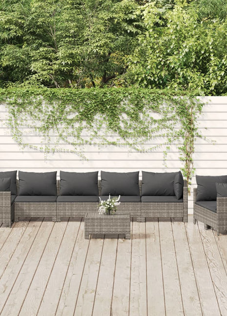 9-Delige Loungeset Met Kussens Poly Rattan Grijs