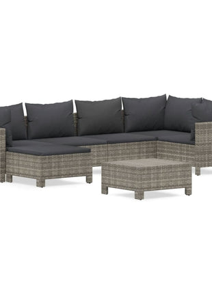 7-Delige Loungeset Met Kussens Poly Rattan Grijs