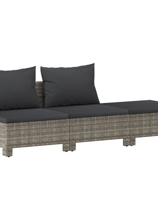 9-Delige Loungeset Met Kussens Poly Rattan Grijs