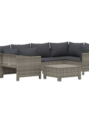 7-Delige Loungeset Met Kussens Poly Rattan Grijs