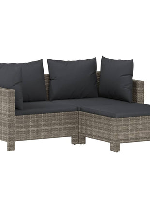 7-Delige Loungeset Met Kussens Poly Rattan Grijs