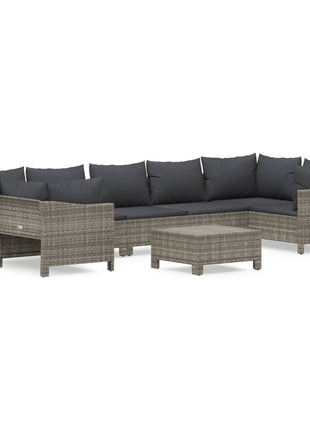 8-Delige Loungeset Met Kussens Poly Rattan Grijs