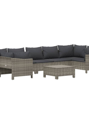 8-Delige Loungeset Met Kussens Poly Rattan Grijs