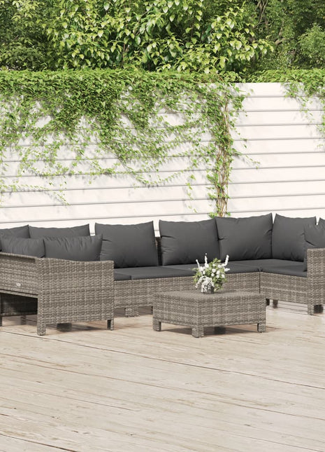 8-Delige Loungeset Met Kussens Poly Rattan Grijs