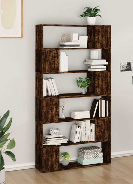 Boekenkast/kamerscherm 100x24x188 cm gerookt eikenkleurig