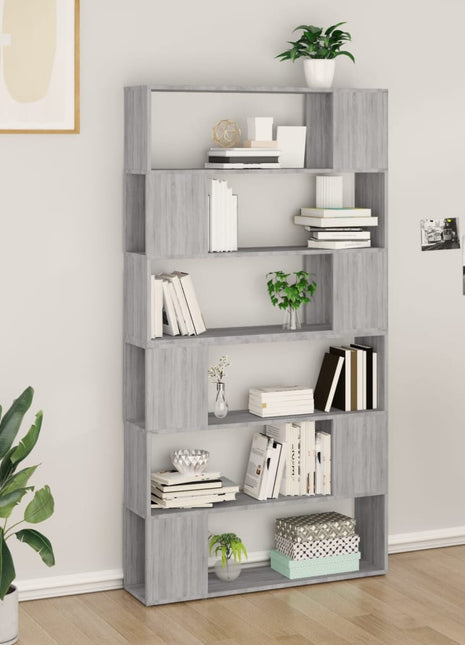 Boekenkast/kamerscherm 100x24x188 cm grijs sonoma eikenkleurig