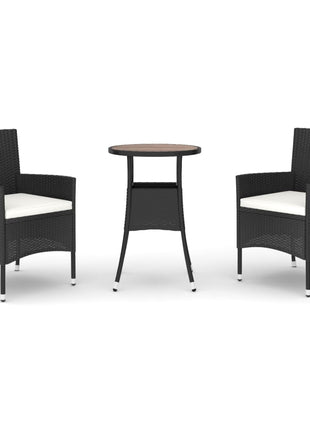 3-Delige Bistroset Met Kussens Poly Rattan