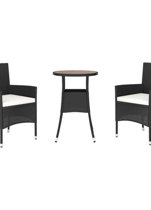 3-Delige Bistroset Met Kussens Poly Rattan