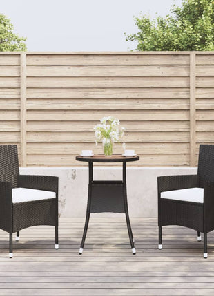 3-Delige Bistroset Met Kussens Poly Rattan