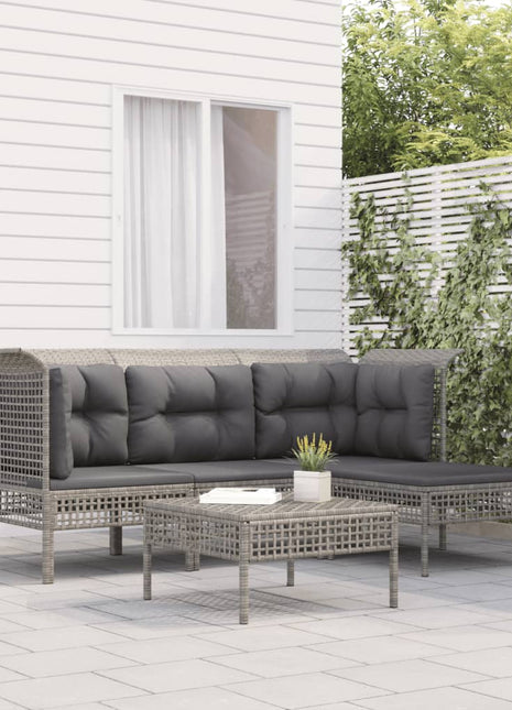 5-Delige Loungeset Met Kussens Poly Rattan Grijs