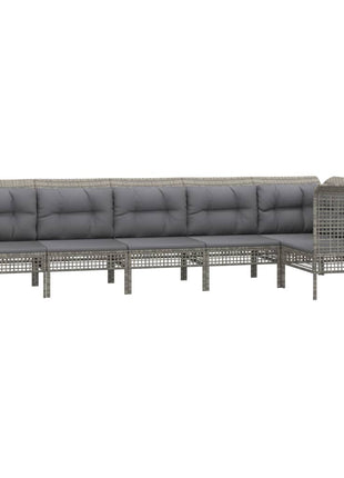 6-Delige Loungeset Met Kussens Poly Rattan Grijs