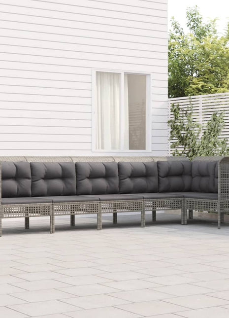 6-Delige Loungeset Met Kussens Poly Rattan Grijs