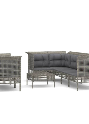 8-Delige Loungeset Met Kussens Poly Rattan Grijs