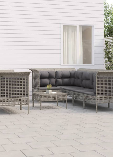 8-Delige Loungeset Met Kussens Poly Rattan Grijs