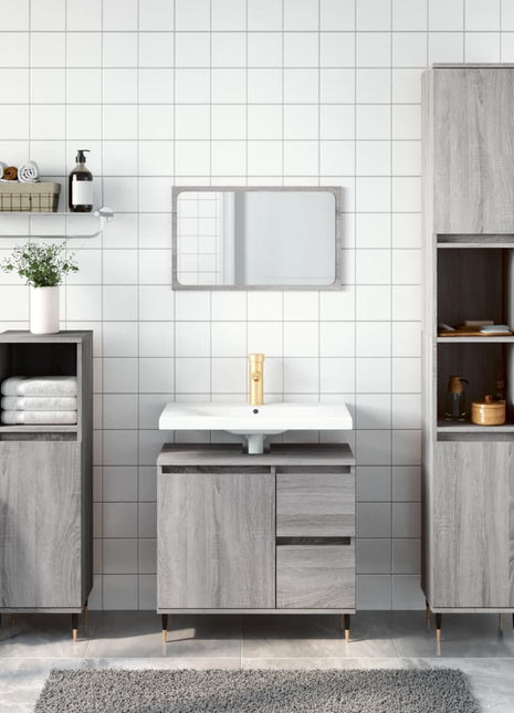 Badkamerkast 30X30X190 Cm Bewerkt Hout Eikenkleur Grijs Sonoma