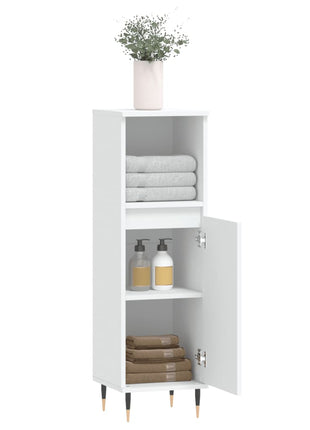 Badkamerkast 30x30x100 cm bewerkt hout wit