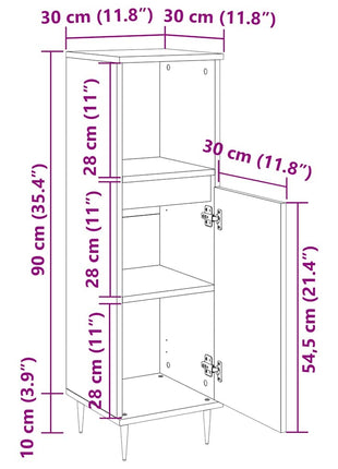 Badkamerkast 30X30X100 Cm Bewerkt Hout Kleurig Gerookt Eiken