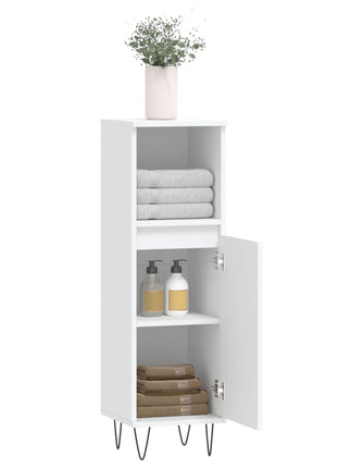 Badkamerkast 30x30x100 cm bewerkt hout wit