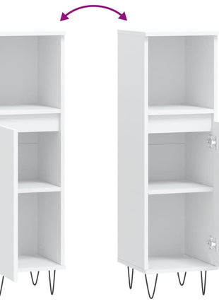 Badkamerkast 30x30x100 cm bewerkt hout wit