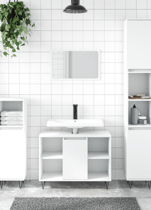 Badkamerkast 30x30x100 cm bewerkt hout wit