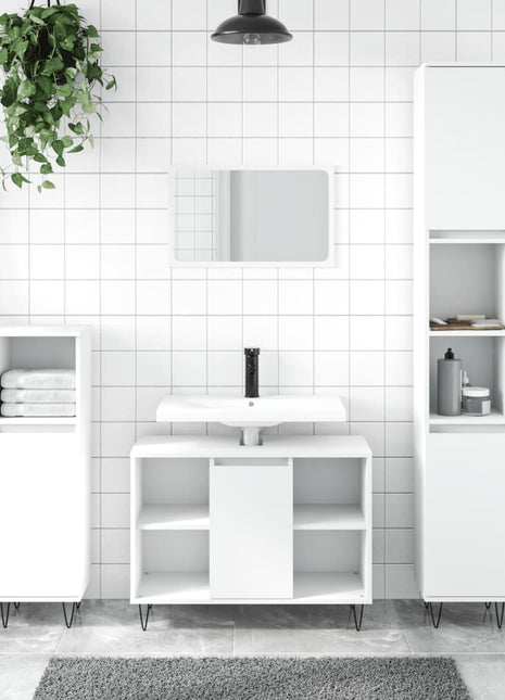 Badkamerkast 30x30x100 cm bewerkt hout wit