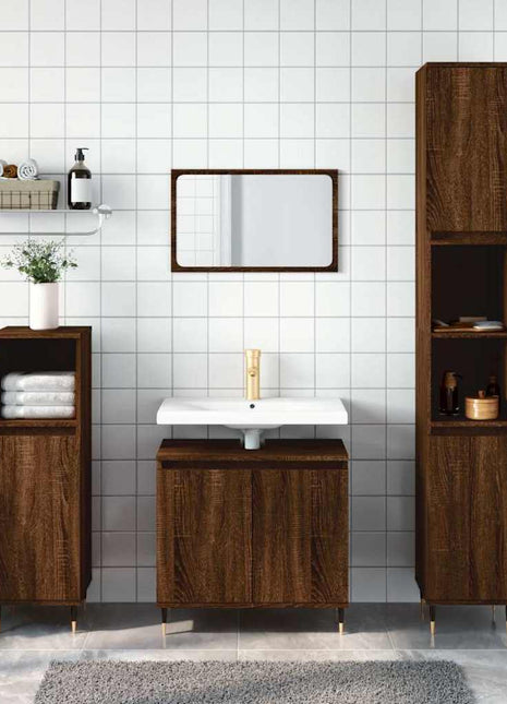 Badkamerkast 58X33X60 Cm Bewerkt Hout Bruin Eikenkleur