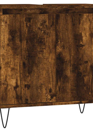 Badkamerkast 58x33x60 cm bewerkt hout gerookt eikenkleurig