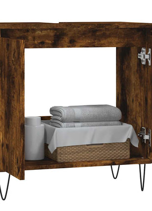 Badkamerkast 58x33x60 cm bewerkt hout gerookt eikenkleurig