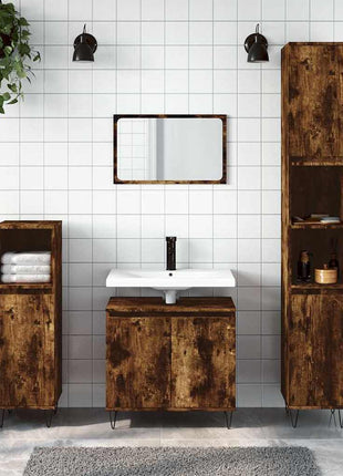 Badkamerkast 58x33x60 cm bewerkt hout gerookt eikenkleurig