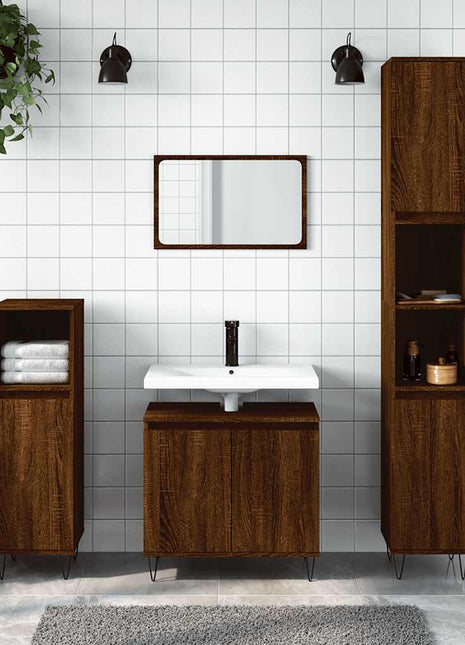 Badkamerkast 58X33X60 Cm Bewerkt Hout Bruin Eikenkleur