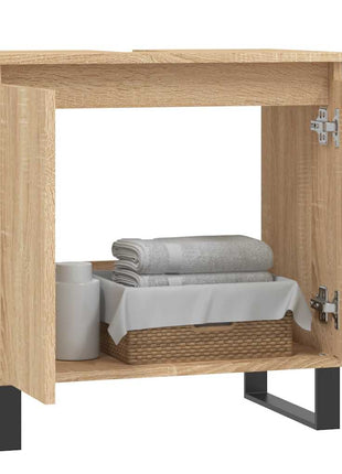 Badkamerkast 58x33x60 cm bewerkt hout sonoma eikenkleurig