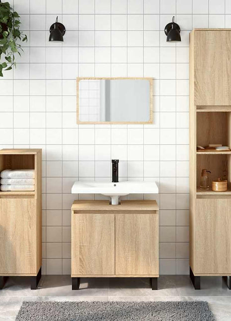 Badkamerkast 58x33x60 cm bewerkt hout sonoma eikenkleurig