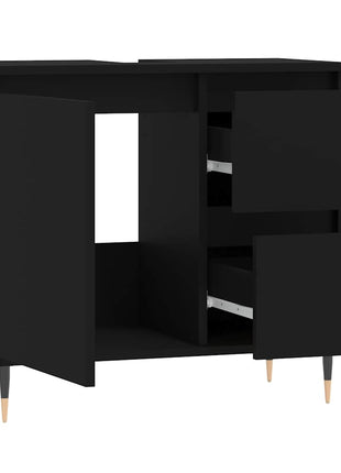Badkamerkast 65x33x60 cm bewerkt hout zwart