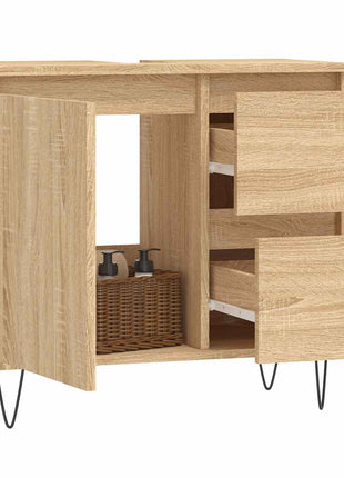 Badkamerkast 65x33x60 cm bewerkt hout sonoma eikenkleurig