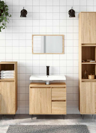 Badkamerkast 65x33x60 cm bewerkt hout sonoma eikenkleurig
