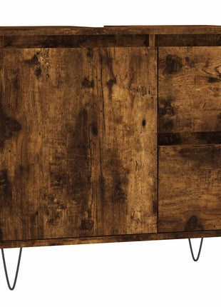Badkamerkast 65x33x60 cm bewerkt hout gerookt eikenkleurig