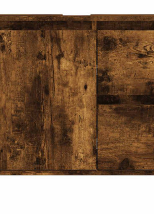 Badkamerkast 65x33x60 cm bewerkt hout gerookt eikenkleurig