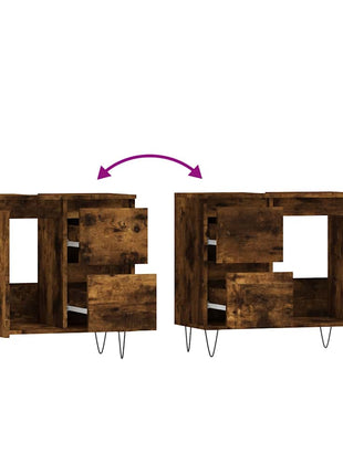 Badkamerkast 65x33x60 cm bewerkt hout gerookt eikenkleurig