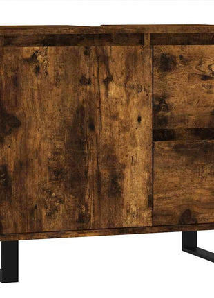 Badkamerkast 65X33X60 Cm Bewerkt Hout Kleurig Gerookt Eiken